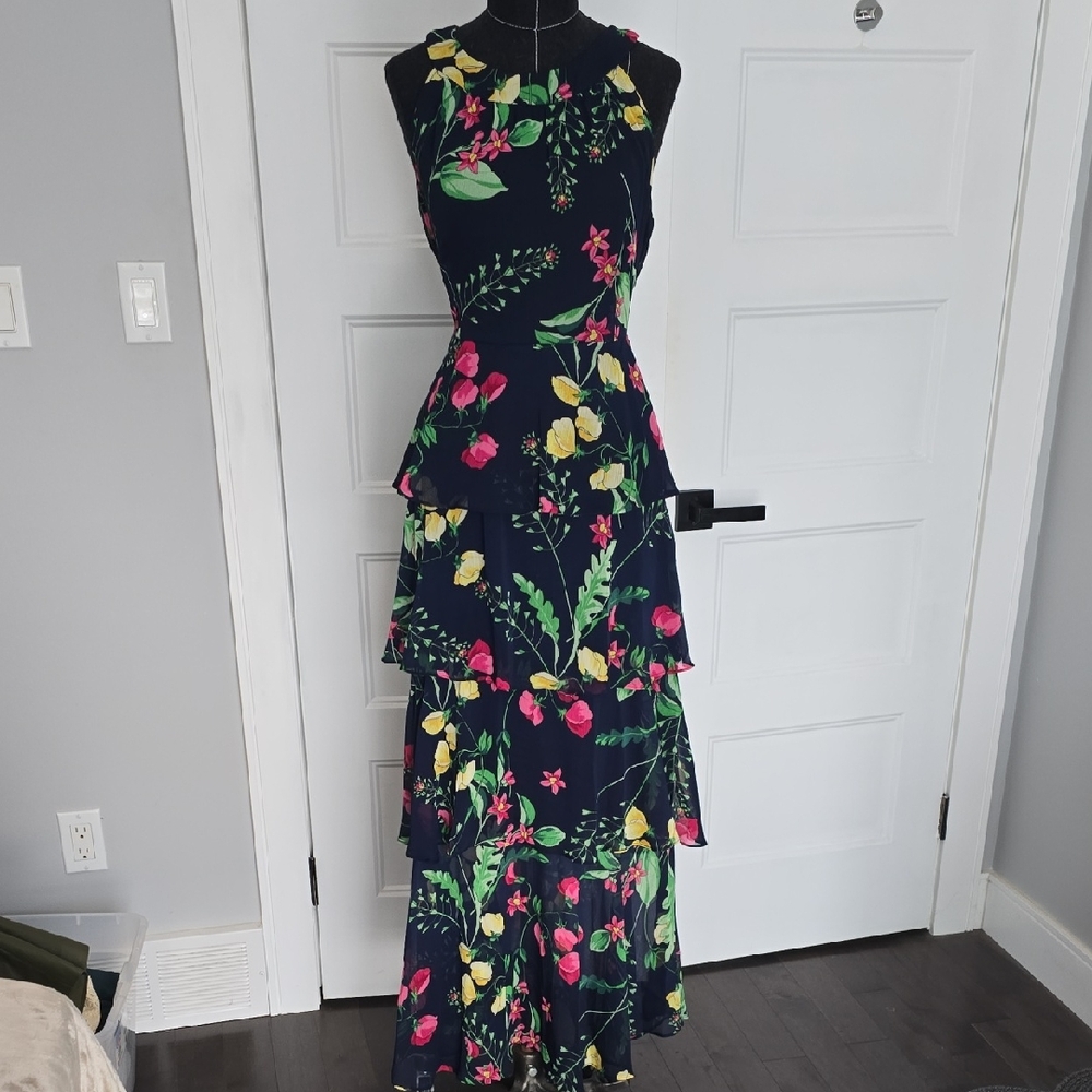 Tommy Hilfiger Pink and Red Halter Maxi Dress